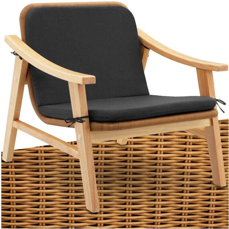 Tectake - Chaise en rotin Treviso, structure bois et rembourrage -