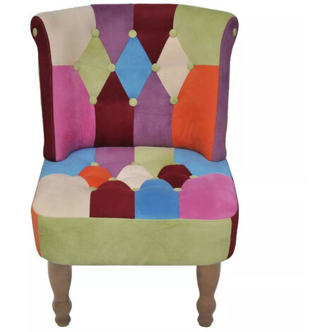 Chaise en style français avec design de patchwork Tissu
