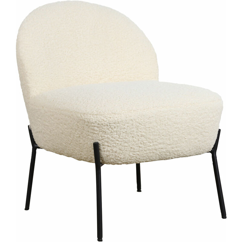 HAPPY GARDEN - Fauteuil en tissu bouclette écru HELMI