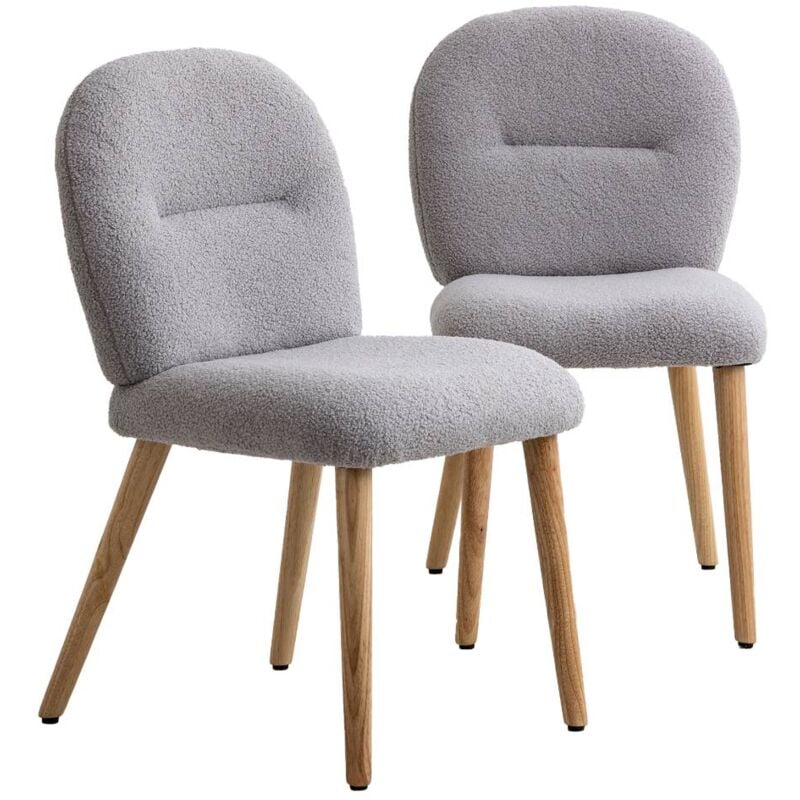 Chaise en tissu bouclette grise Kanoa (lot de 2)