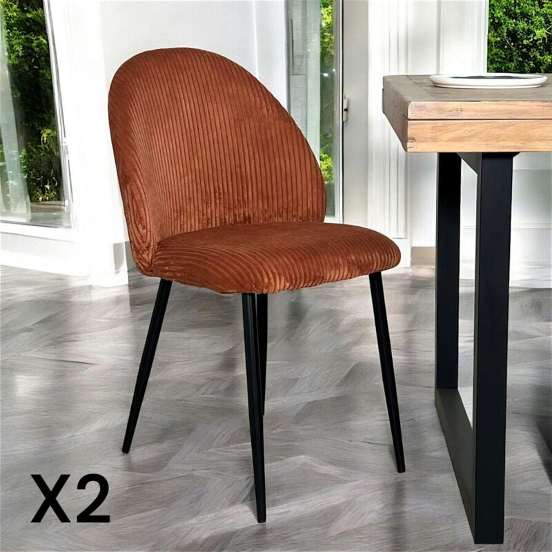 Pier Import - Chaise en tissu côtelé rouille (lot de 2) iena