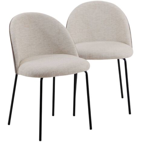 Chaise en tissu écru et métal Kanoa (lot de 2)