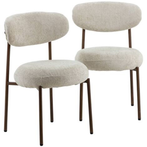 Chaise en tissu écru et pieds en métal effet bois Kanoa (lot de 2)