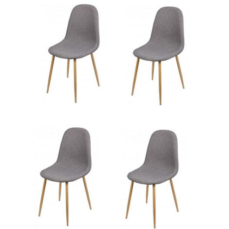 Chaise en Tissu Gris Pieds en Métal Effet Bois