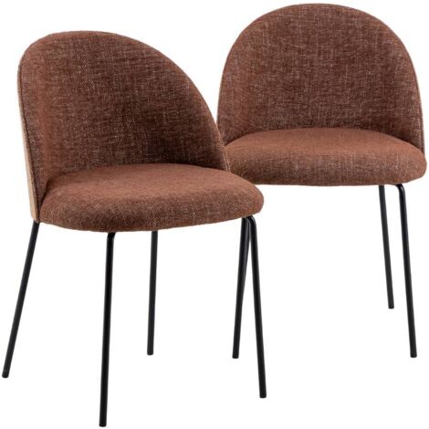 Chaise en tissu rouge et bois clair Kanoa (lot de 2)