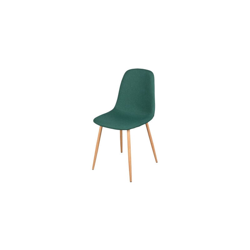 fornord - chaise en tissu vert pieds en métal effet bois 45x54x87cm - vert