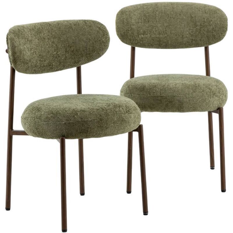 Chaise en tissu vert et métal effet bois Kanoa (lot de 2) Chaise en tissu vert et métal effet bois Kanoa (lot de 2)