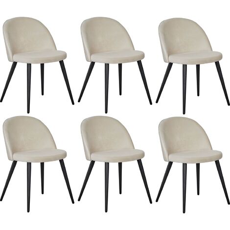 Lot de 6 chaises capitonnées Jade tissu beige