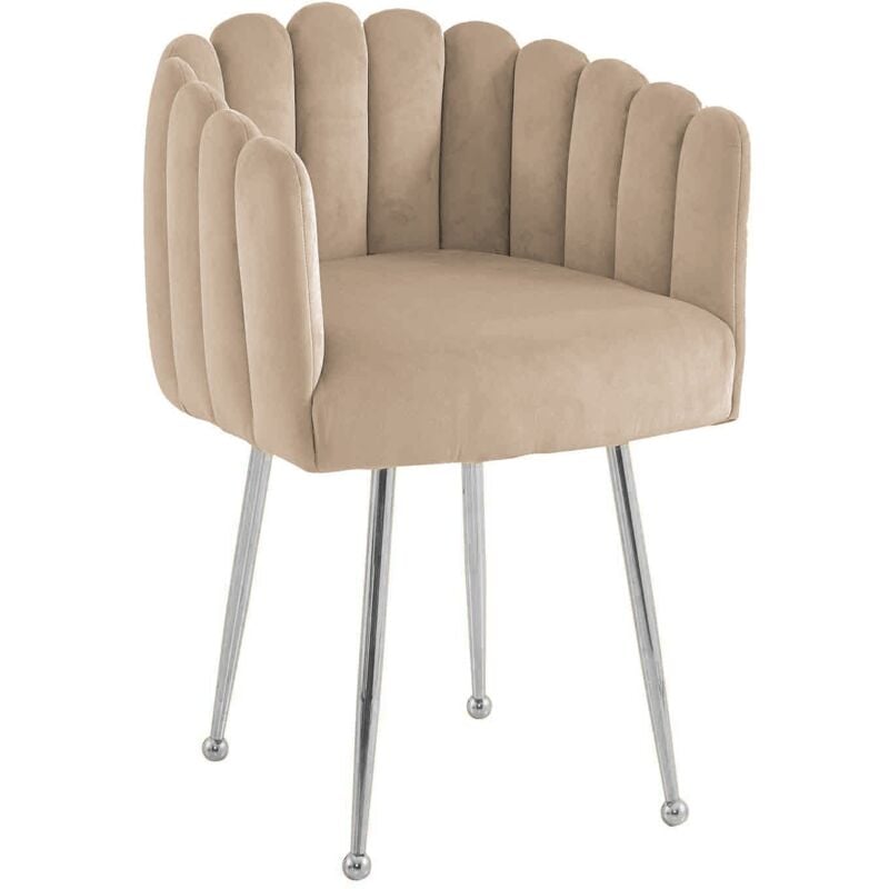 Deco In Paris - hayden - Chaise en velours beige pieds en métal argenté hayden