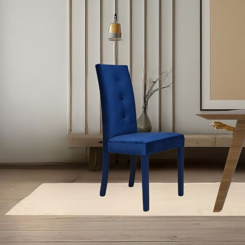 Toscohome - Chaise en velours bleu avec dossier à 3 boutons - Montecarlo