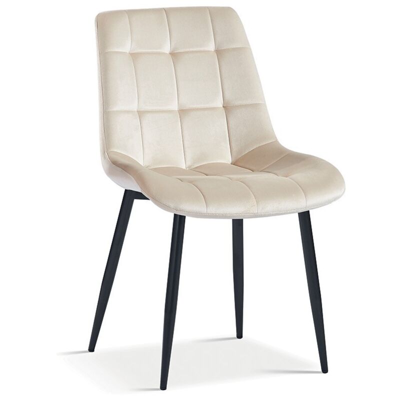 Meublorama - Chaise en velours de salle à manger avec pieds en métal beige kali