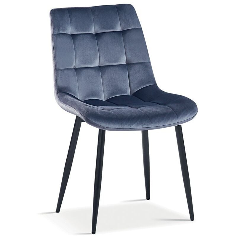 Meublorama - Chaise en velours de salle à manger avec pieds en métal gris foncé kali
