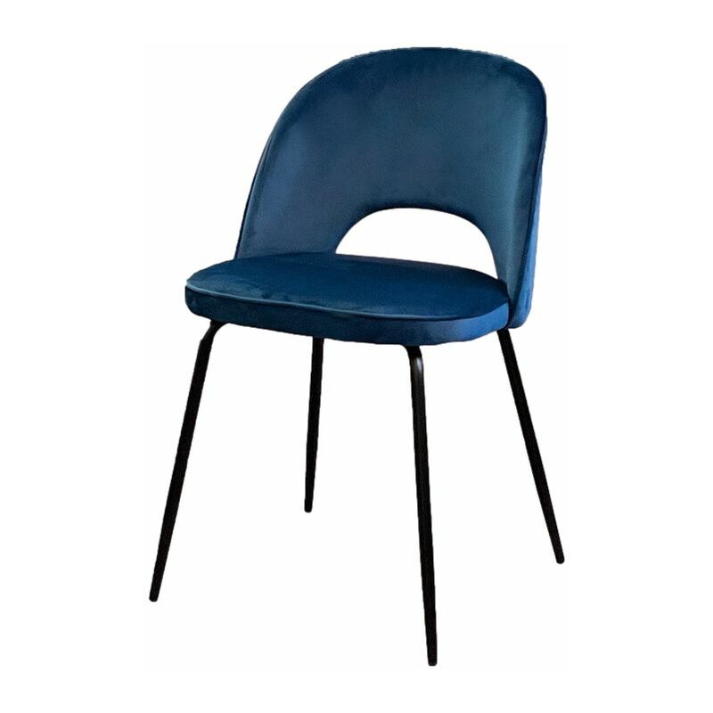 Chaise en velours design 'Gabriella' Opjet Bleu Royal - Bleu Royal