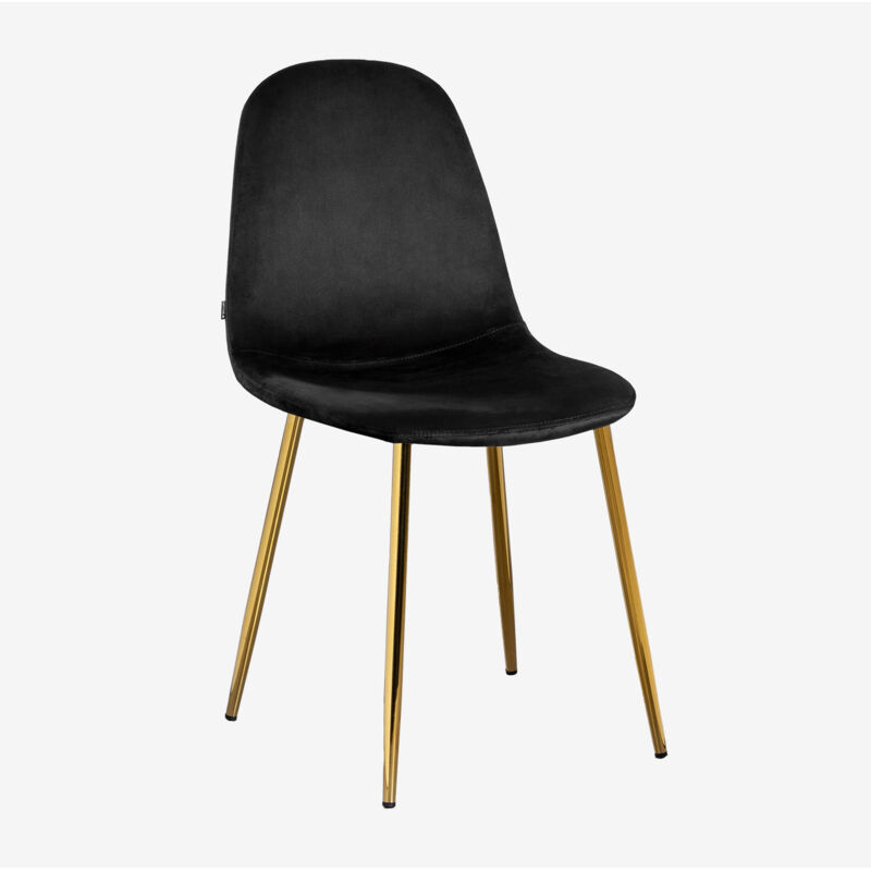 Sklum - Chaise de salle à manger en velours Glamm Noir Doré