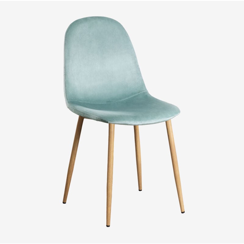 Chaise de salle à manger en velours Glamm Sklum Vert Sapin Bois naturel