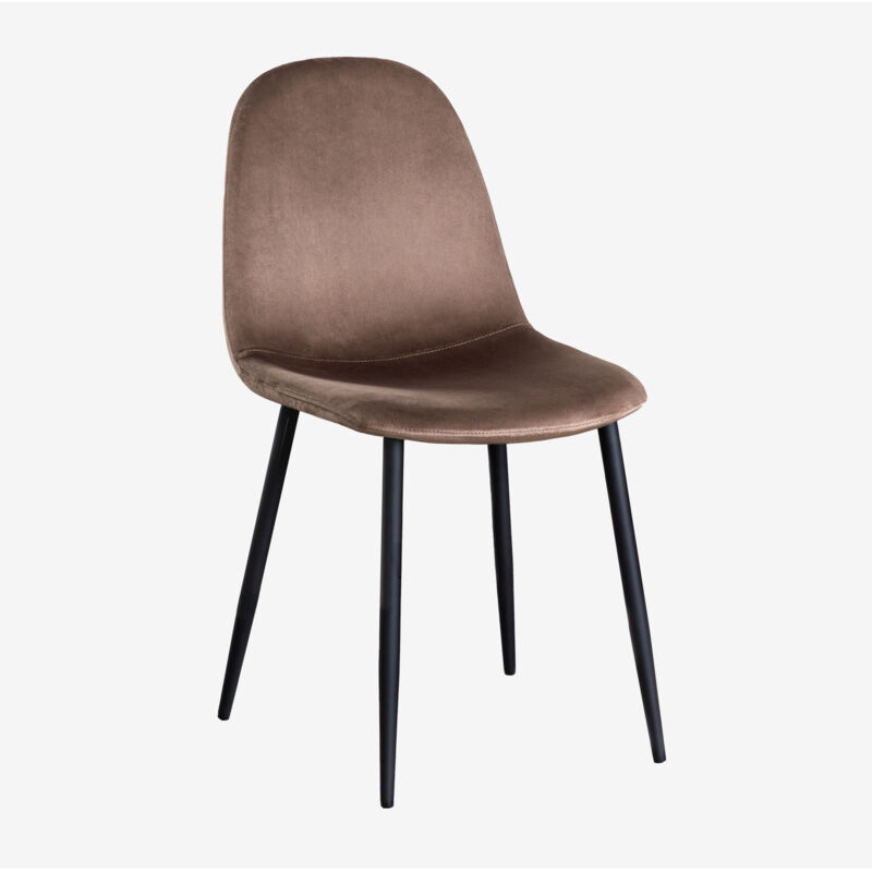 Chaise de salle à manger en velours Glamm Sklum Marron Army Noir
