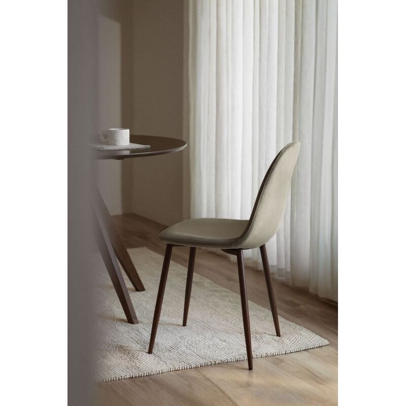 Chaise de salle à manger en velours Glamm SKLUM Brun Blé Bois foncé