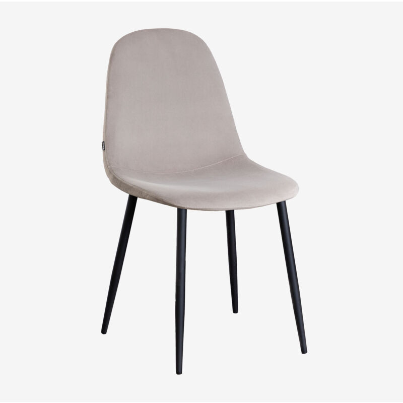 Sklum - Chaise de salle à manger en velours Glamm Gris Taupe Noir