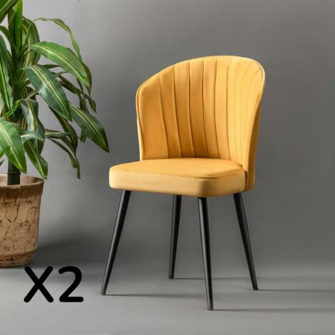 Chaise en velours jaune - dossier enveloppant ROSARIO t de 2)