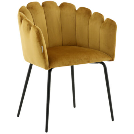 Chaise en Velours "Limhamn" 76cm Jaune