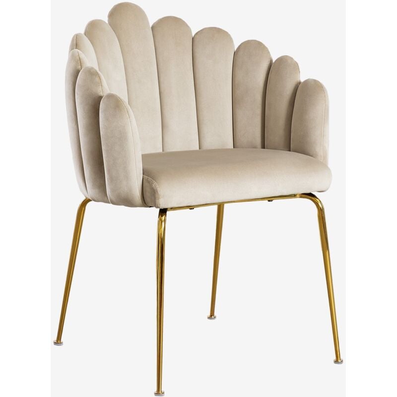 Chaise de salle à manger en velours Markina SKLUM Beige Crème