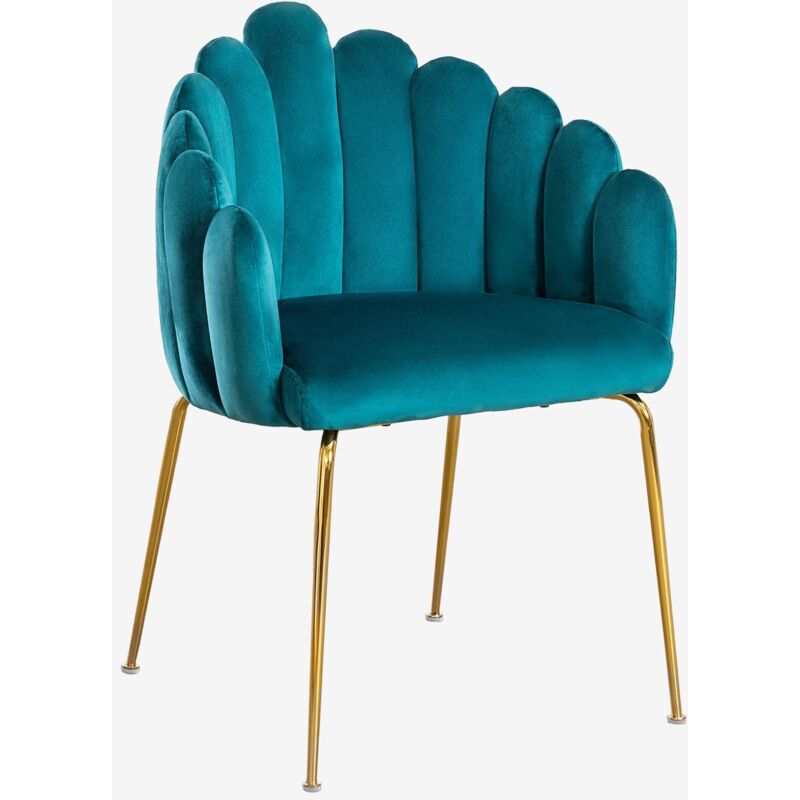 Sklum - Chaise de salle à manger en velours Markina Bleu Turquoise Intense
