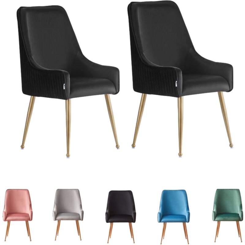Life Interiors - Lot de 2 chaises de salle à manger en velours Soho lux avec pieds en métal - Salle à manger Chaise de salle à manger - Chaise