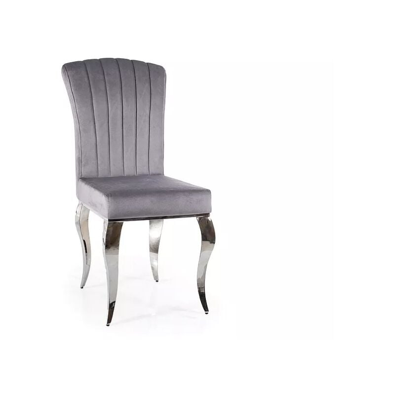 Deconation - Chaise en velours 'Prince' - Velvet - Gris/Argenté - l 48 x h 100 cm - Livraison gratuite