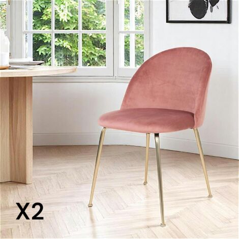 Chaise en velours rose à dossier rond (lot de 2) MONTREUX