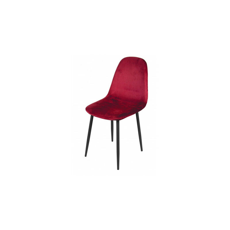 fornord - chaise en velours rouge pieds en métal noir - 44x53x88cm - rouge