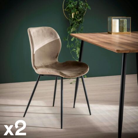 Chaise en velours sable MELBOURNE (lot de 2)