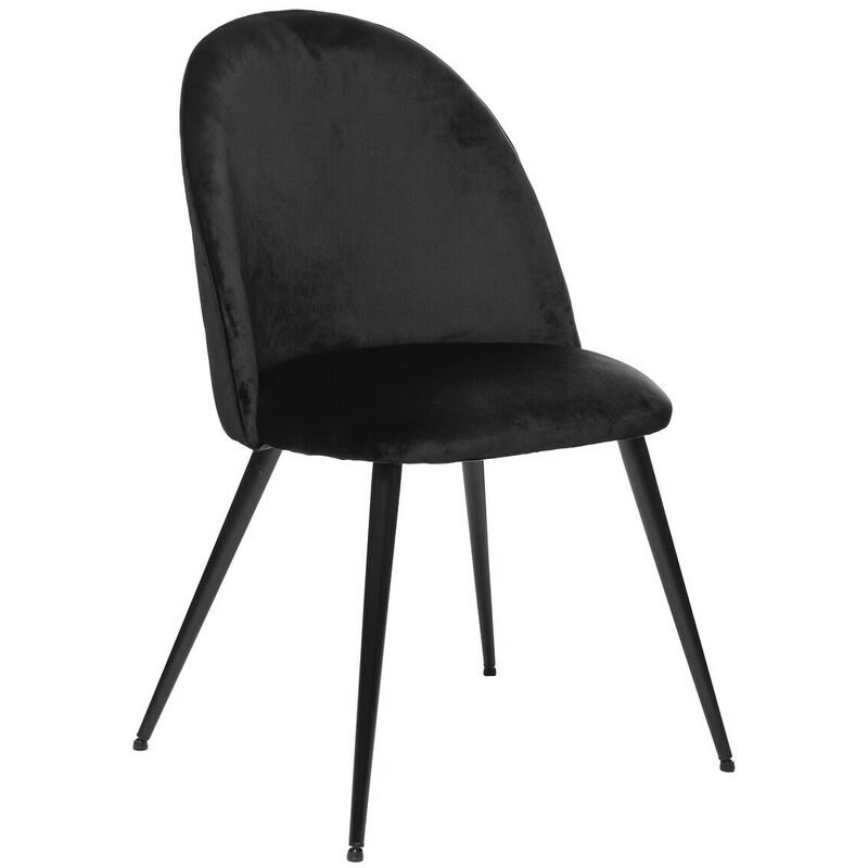 Atmosphera - Chaise Slano pieds métal noir velours noir créateur d'intérieur