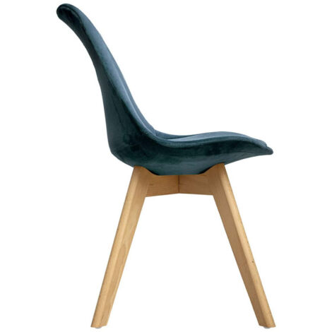 Chaise en velours style scandinave "Helsinki" Atmosphera - Couleur: Bleu canard
