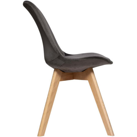 Chaise en velours style scandinave "Helsinki" Atmosphera - Couleur: Gris foncé
