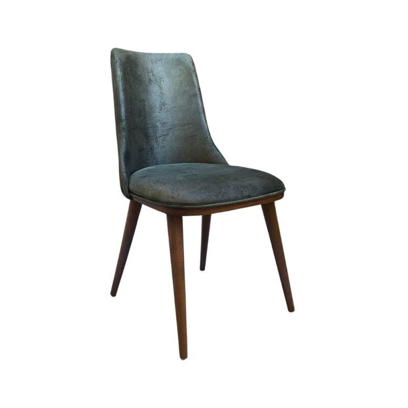 Iperbriko - Chaise en velours vert olive pieds bois diana 50x48x h87 cm