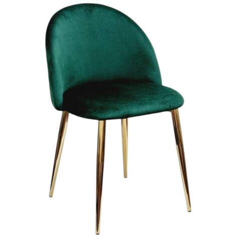 Chaise en velours vert Pieds robustes Effet or