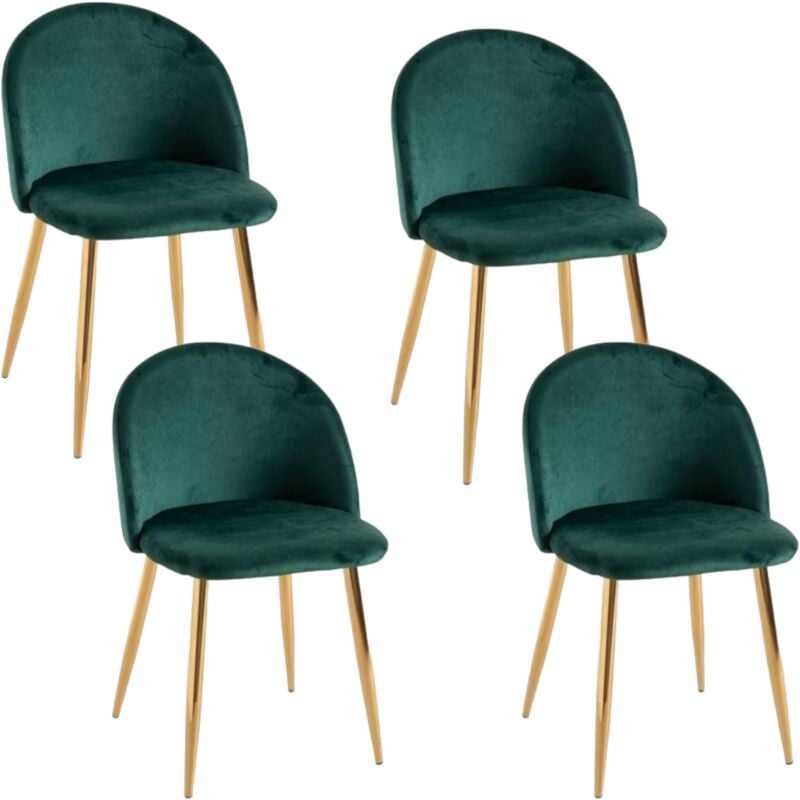 Compralo New - 4 4 Chaise en Velours en Velours Vert Pieds Robustes effet Doré
