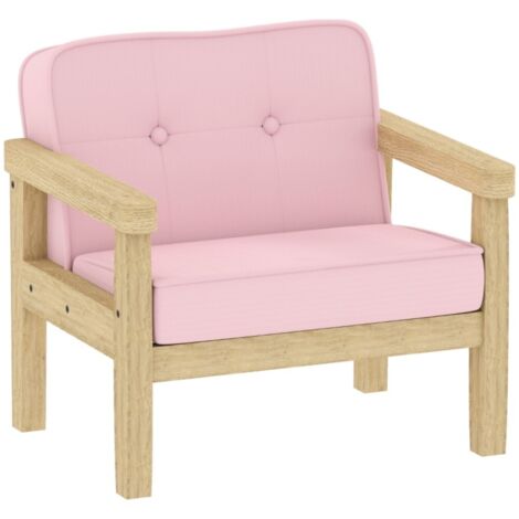 Chaise Enfant 3-8 Ans - Chaise et Canapé en Velours Côtelé Rose - Structure en Bois Solide - Pour Chambre et Salle de Jeux