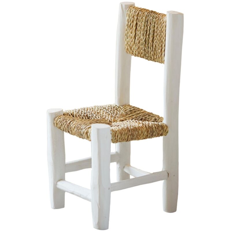 Chaise enfant bois blanc et doum Blanc 45x20x20 cm
