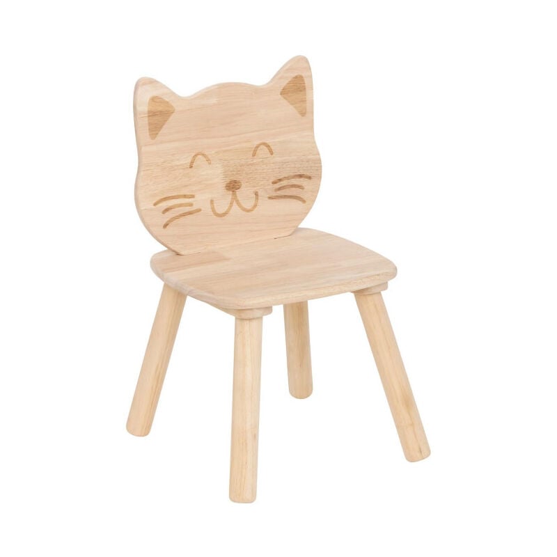Chaise Enfant Chat 'Pia' 50cm Naturel