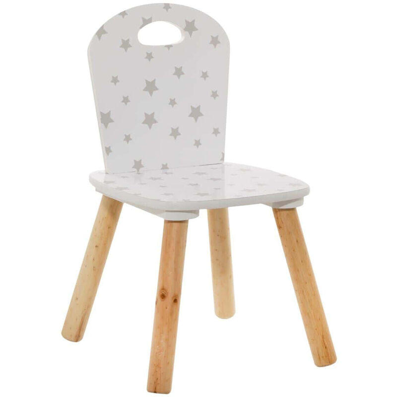 Pegane - Chaise enfant coloris blanc motif étoiles - Longueur 32 x Profondeur 31,5 x Hauteur 50 cm