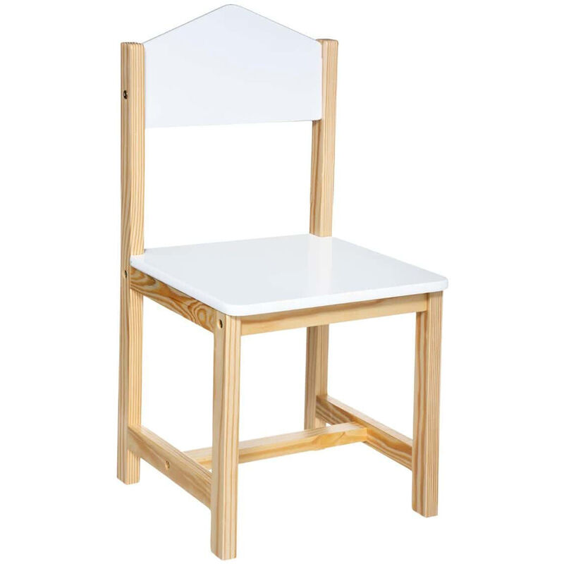 Chaise enfant coloris blanc/naturel - Longueur 28,5 x Profondeur 29 x Hauteur 59 cm Pegane