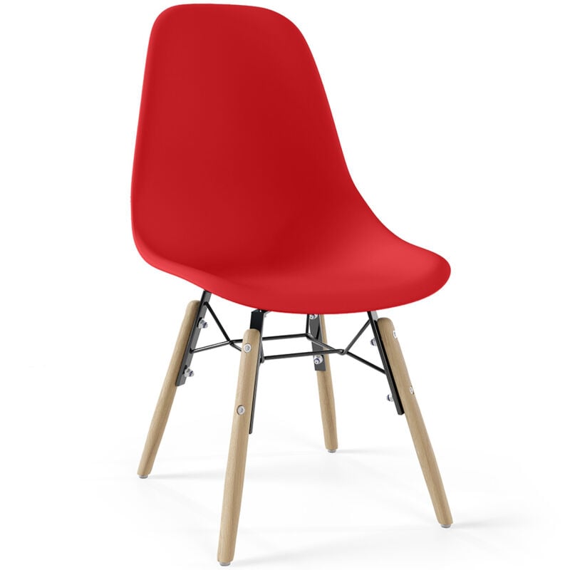 Chaise Enfant - Design Scandinave - Pieds en Bois - Skögur Rouge
