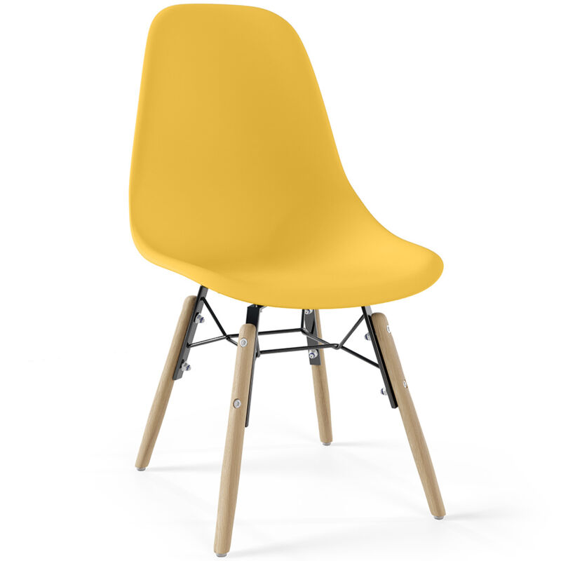 Chaise Enfant - Design Scandinave - Pieds en Bois - Skögur Jaune