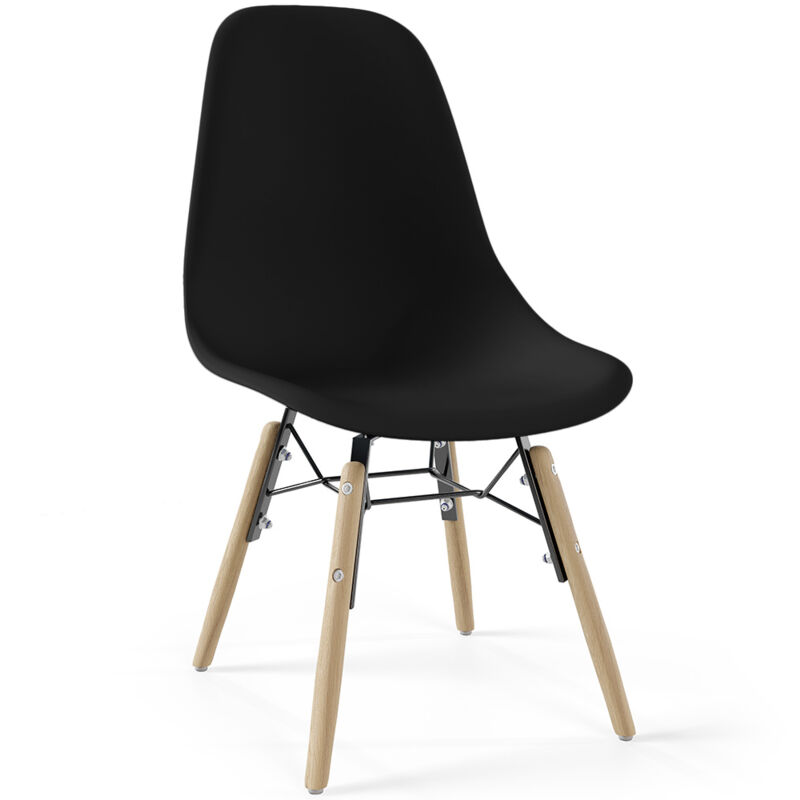 Chaise Enfant - Design Scandinave - Pieds en Bois - Skögur Noir