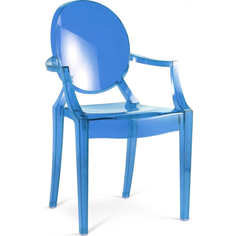 chaise enfant louis xiv design transparent bleu transparent - pc, plastique - bleu transparent