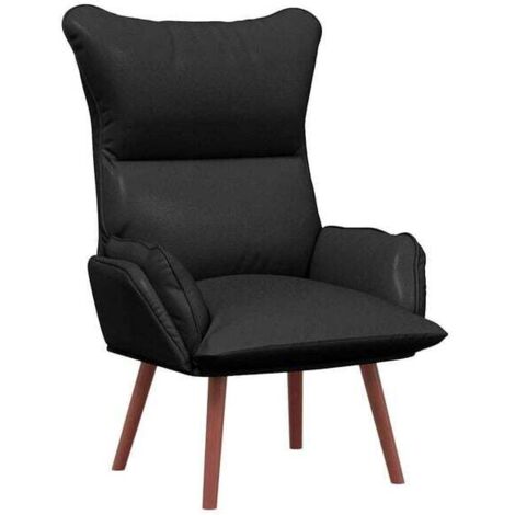 Chaise ergonomique à accoudoirs en cuir synthétique noir – Dimensions : 69 x 74 x 93 cm – Assise confortable, dossier haut et soutien lombaire pour bureau ou salon