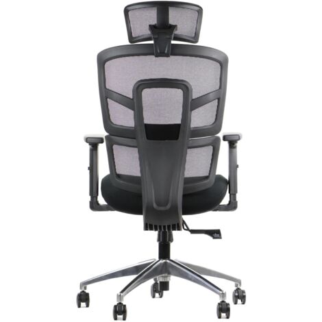 Chaise ergonomique TREX BLACK, base en aluminium
