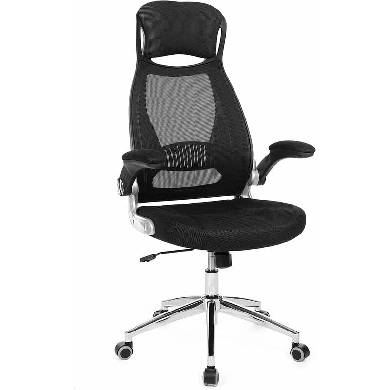 Chaise et fauteuil de bureau, Fauteuil de Bureau pivotant Chaise Siège Hauteur Réglable Accoudoirs Réglables OBN86BK - Noir