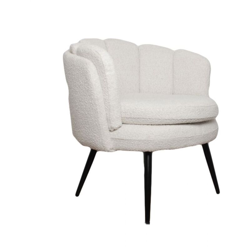 Bobochic - Chaise et fauteuil de table Fauteuil de table celia Tissu bouclette Blanc - Blanc